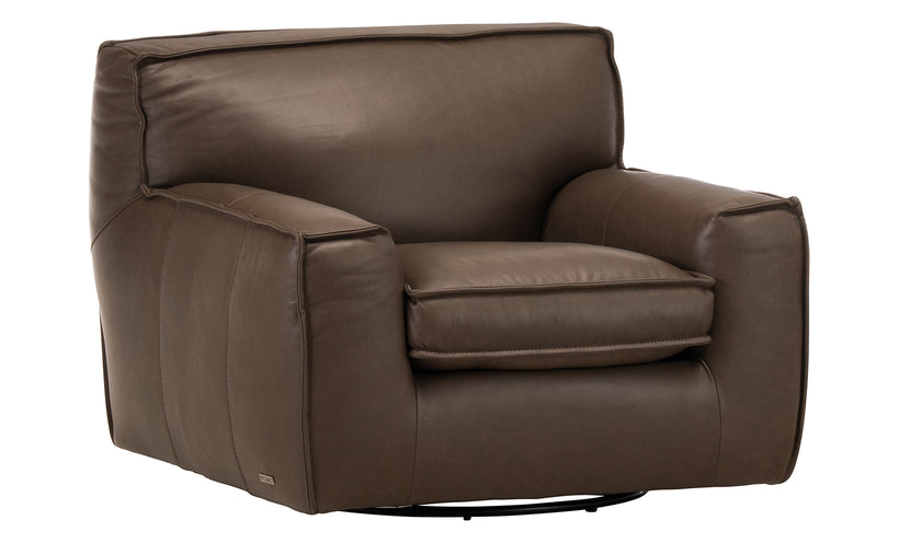 Brown leather armchair on a white background